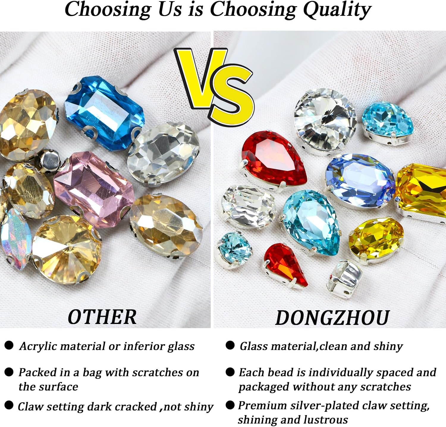 DONGZHOU Sew On Rhinestones with Silver Claw, Mixed Shapes 82pcs Glass Rhinestone K9 Crystal Flatback Sew On Gems for Jewelry Making DIY Crafts Clothes Shoes Wedding Decoration Light Rose-110