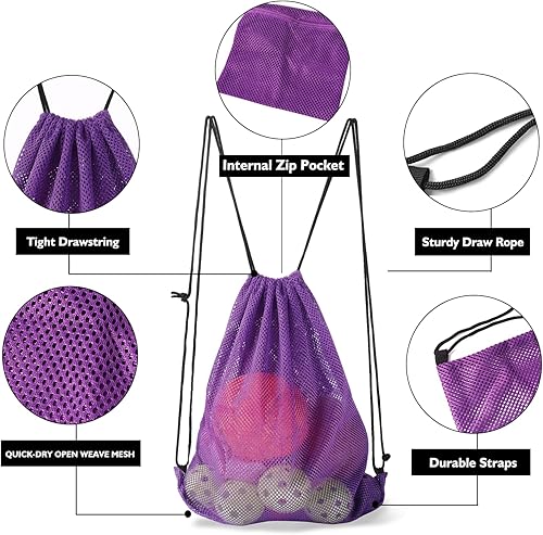 Miniatura 3 de GSE Bolsa deportiva de malla para niños y adultos. Bolsa de equipo deportivo de malla para pelotas deportivas, playa, viajes, gimnasio, natación,