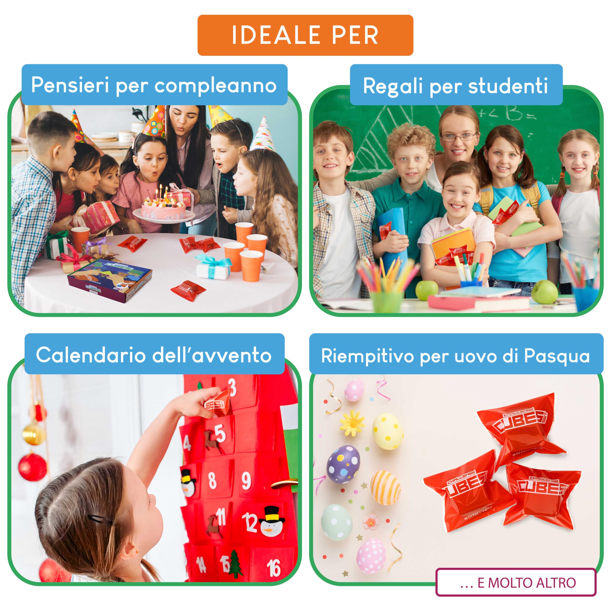 BONNYCO Cubi Rompicapo Bambini, Gadget Compleanno Pack 3 Mini Giochi, Regalini Fine Festa