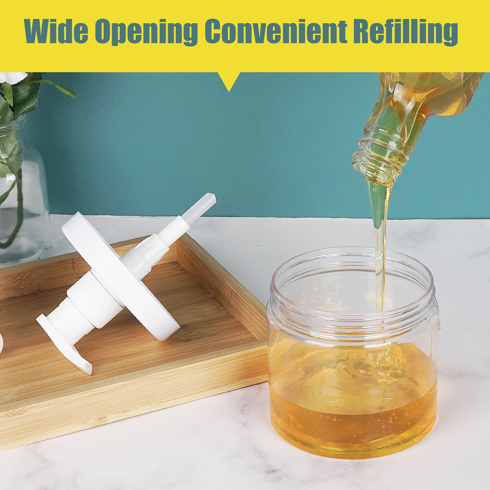 Dispenser Per Flaconi Con Pompetta 2 Pezzi 500ml/16.9oz Flaconi Con Pompetta Ricaricabili In Plastica A Bocca Larga Stile Barattolo Senza BPA Flaconi Vuoti Con Pompetta Per Bagno Doccia Contenitori