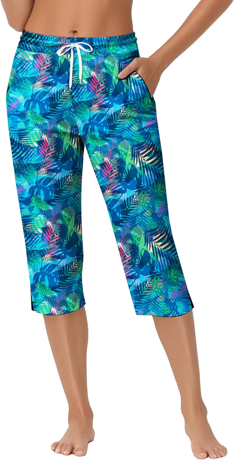 Deerose Women Capris Pants Quick Dry Beach Swimming Pants with Pockets - Image 4
