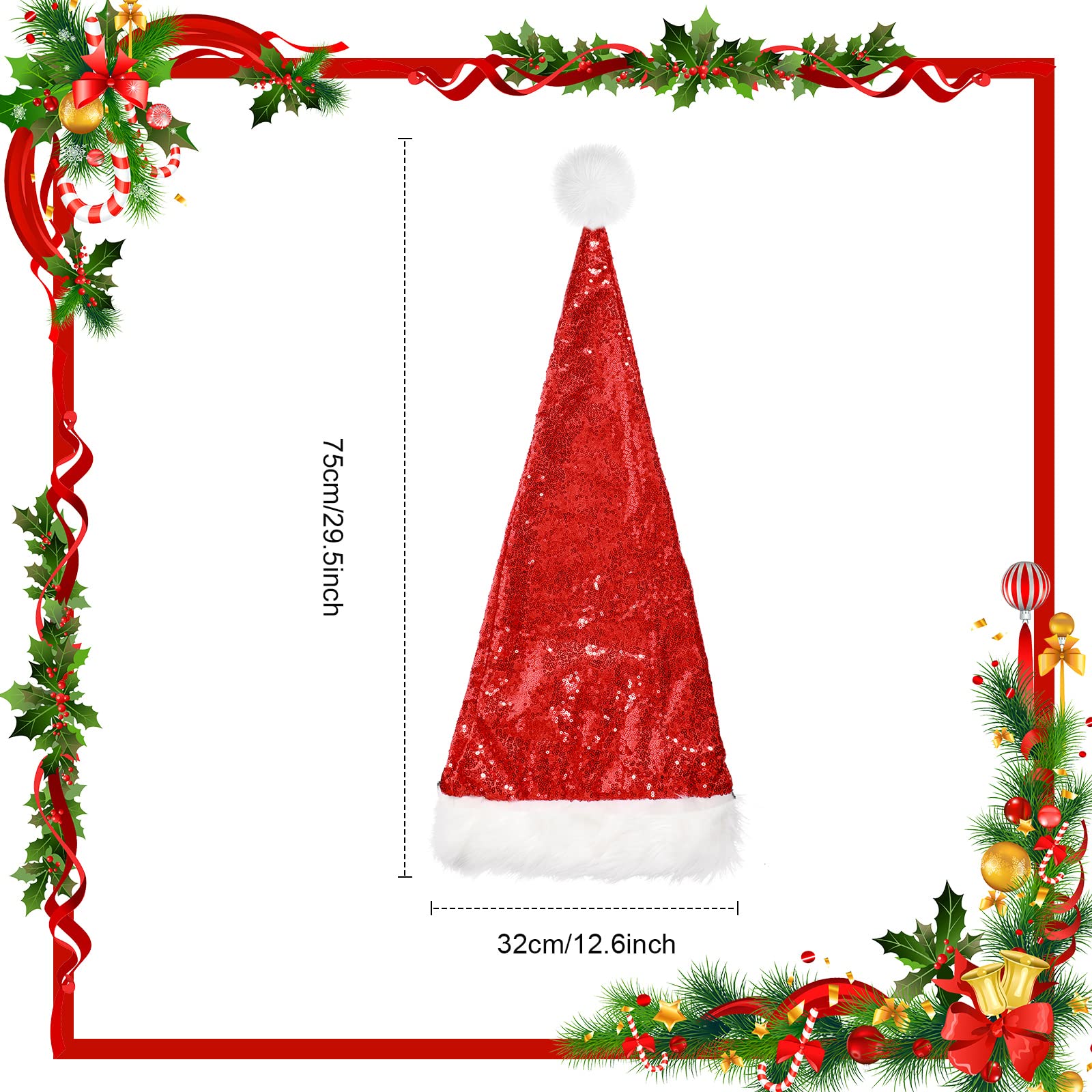 Geyoga 4 Bonnets de Noël Chapeau de Père Noël en Velours pour Garçons Filles Fêtes