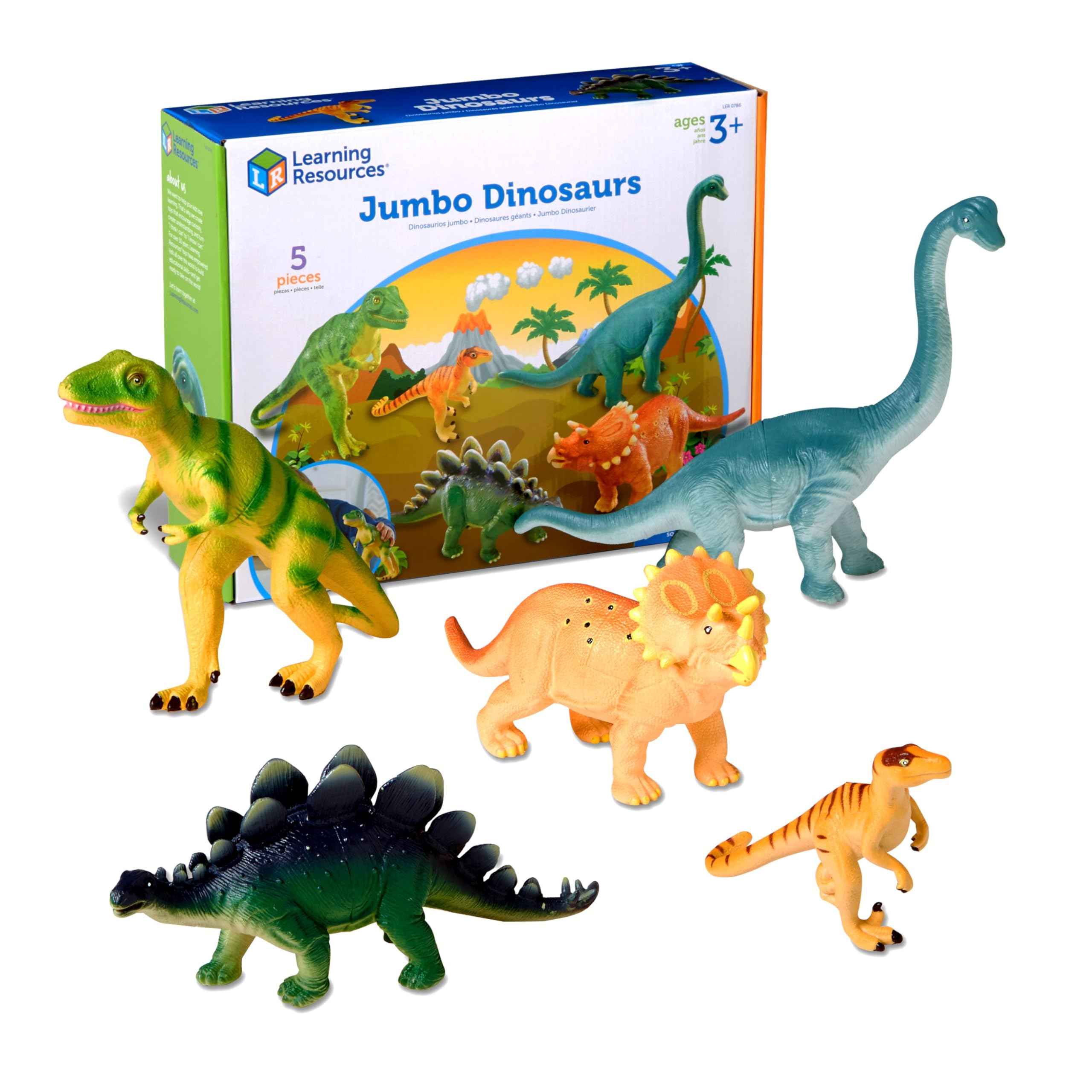 Learning Resources Jumbo Dinosaurs - Toddler Outdoor Toys, Animal Figurines, Montessori, Fine Motor Skills, Imaginative Play, Gits for Boys and Girls, Preschool Counting, Triceratops
