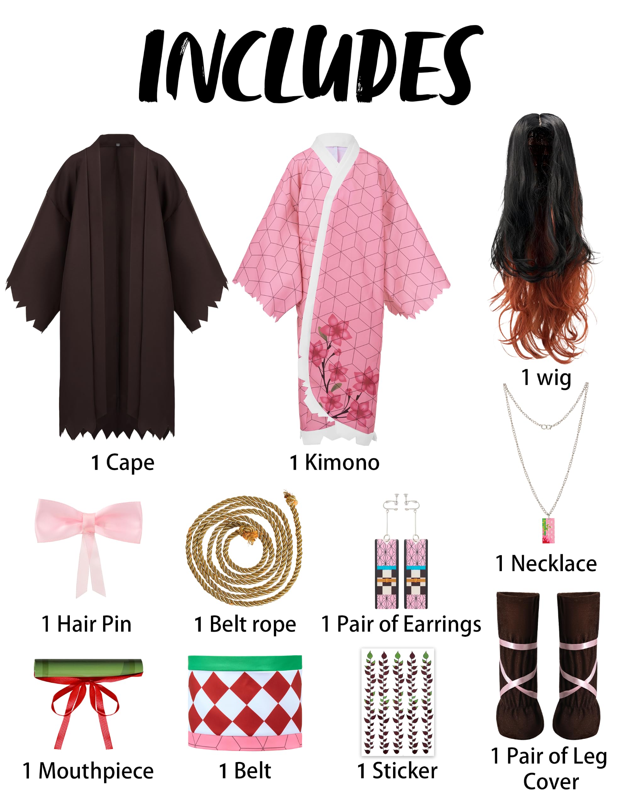Spooktacular Creations Costume da ninja di Halloween per bambini, set kimono con parrucca per ragazze, vestito rosa anime per bambini piccoli