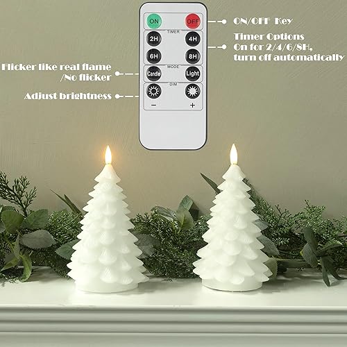 Miniatura 3 de Velas sin llama con temporizador remoto, paquete de 2 velas LED que funcionan con pilas, velas LED de cera real, decoración de Navidad para