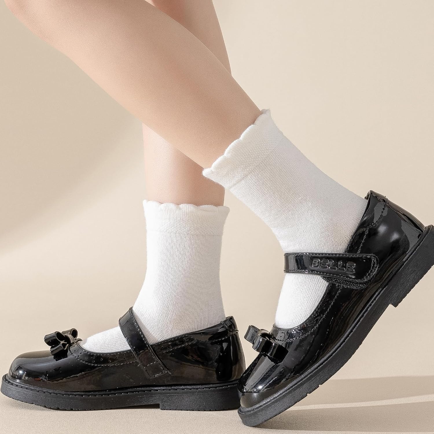 6 Pack Girls White Dress Scallop Socks for Toddlers and Kids - Cute Cotton - Image 4