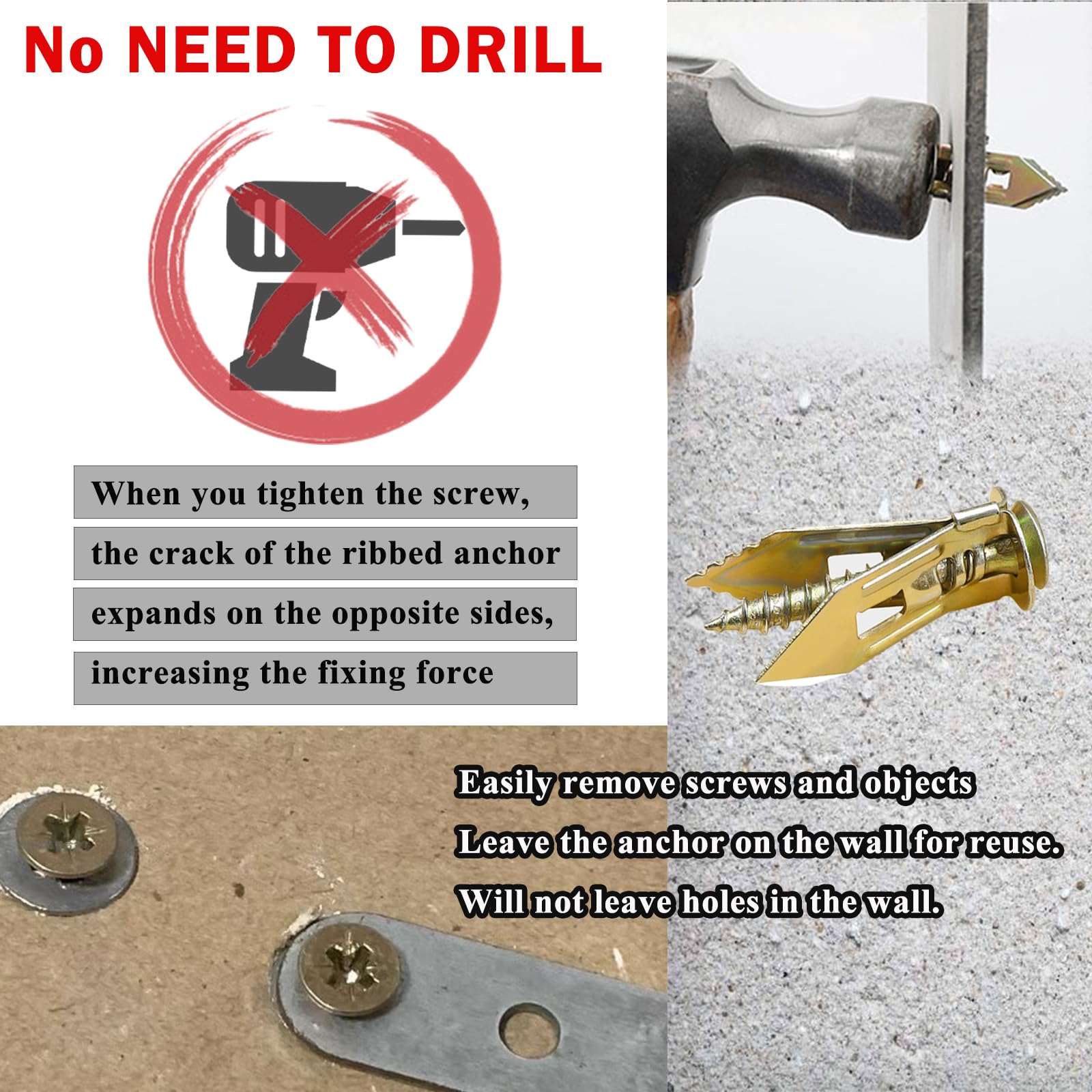 mxuteuk 410 PCS Self Drilling Drywall Anchors with Screws Kit - Image 4