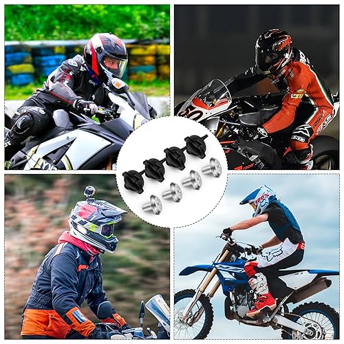 Miniatura 4 de 8 tornillos para casco de motocicleta, accesorios para casco de motocicleta (negro, plateado)