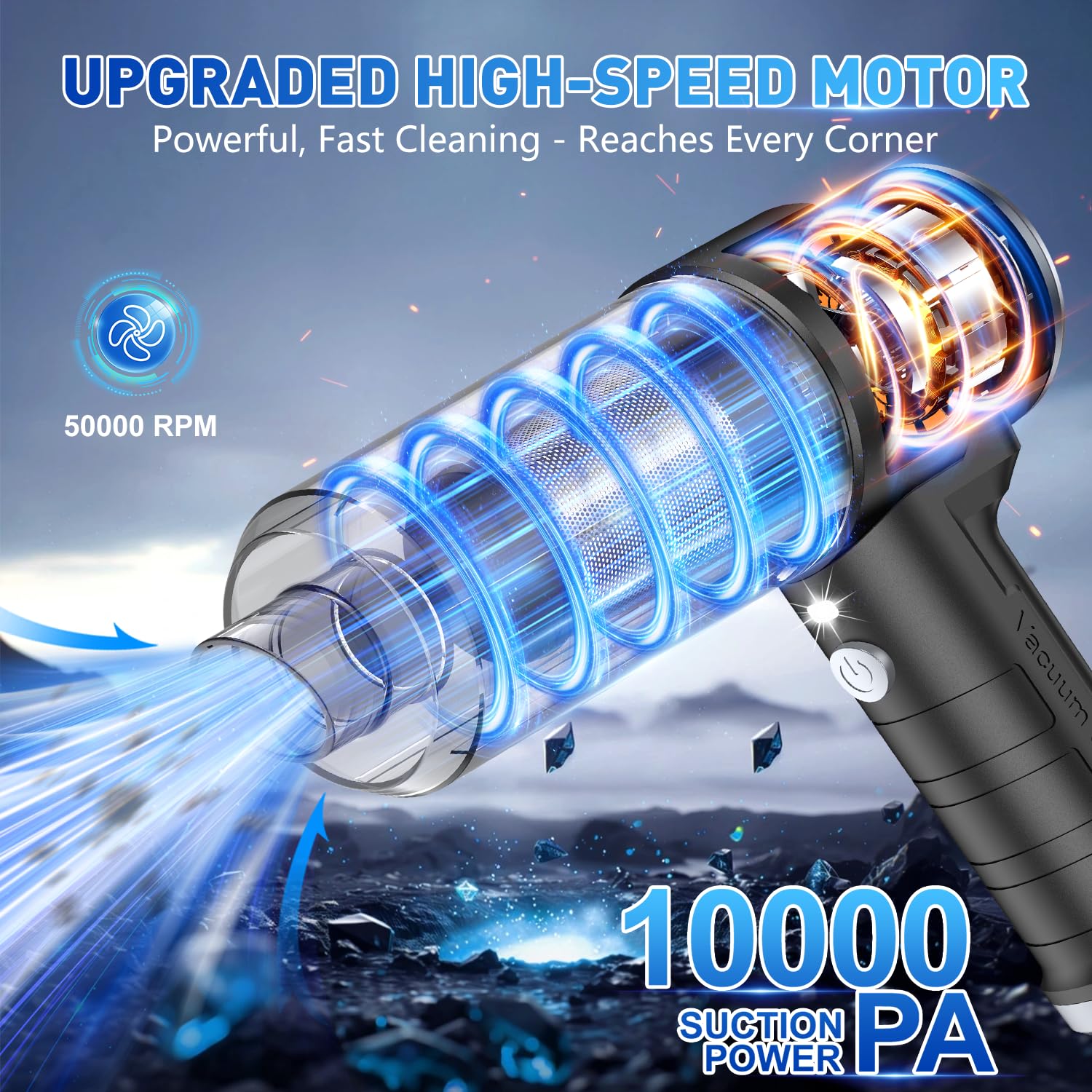 KMM Handheld Car Vacuum Cleaner, 10000PA Hand Held Vacuum & Air Duster view 2