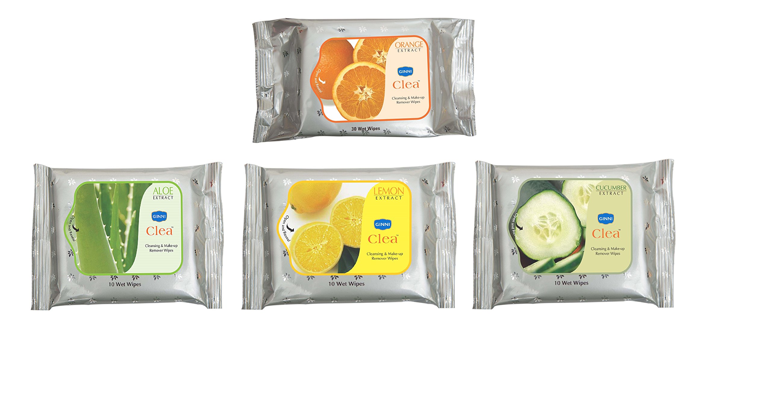 GINNI CLEA Refreshing Wet Wipes-Orange(pack of 30) & (Rose,Lemon,Cucumber) (pack of 3) (10 Wipes in each pack)(Total = 60 counts)-image-2