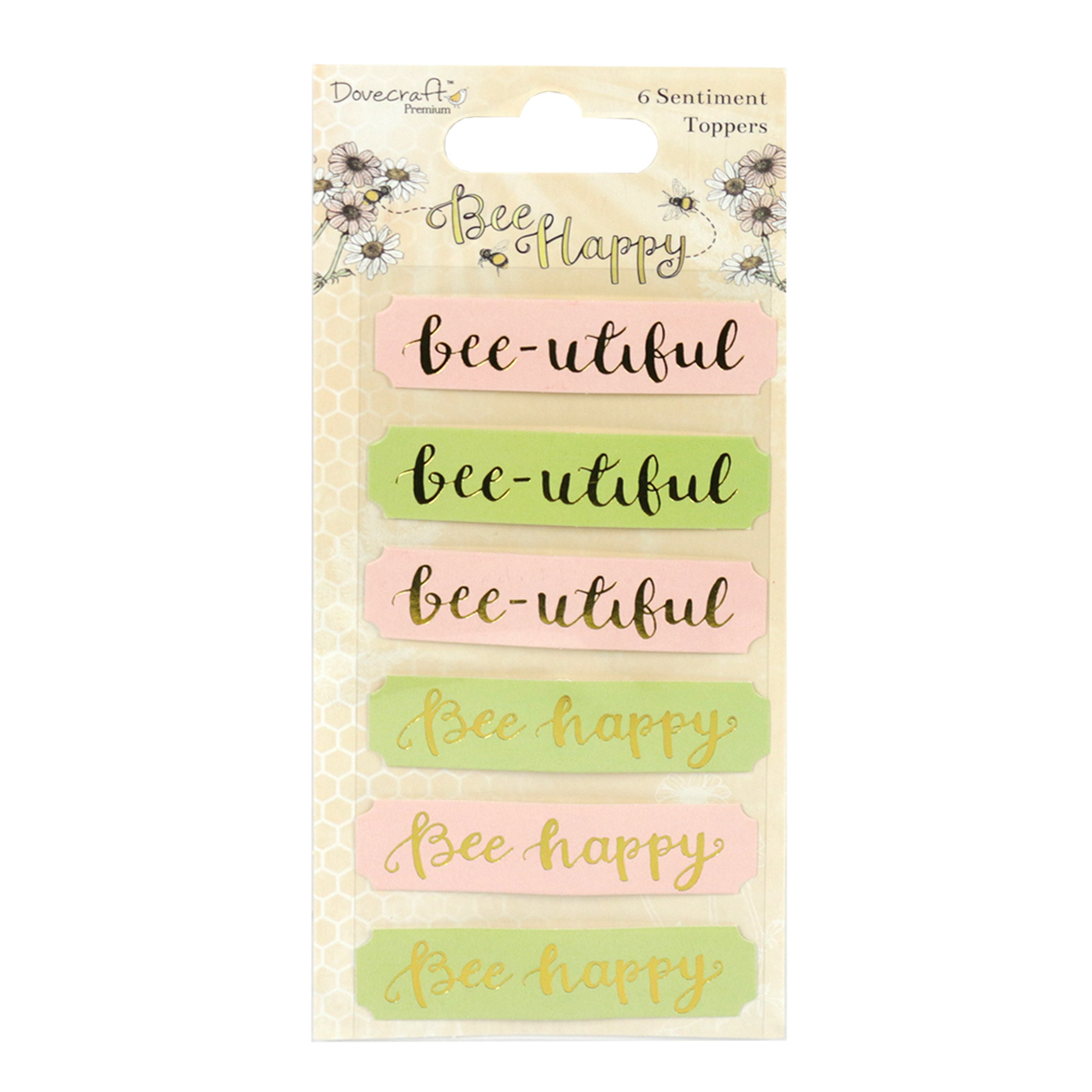 Dovecraft Bee Happy Premium Collection - Sentiment Toppers