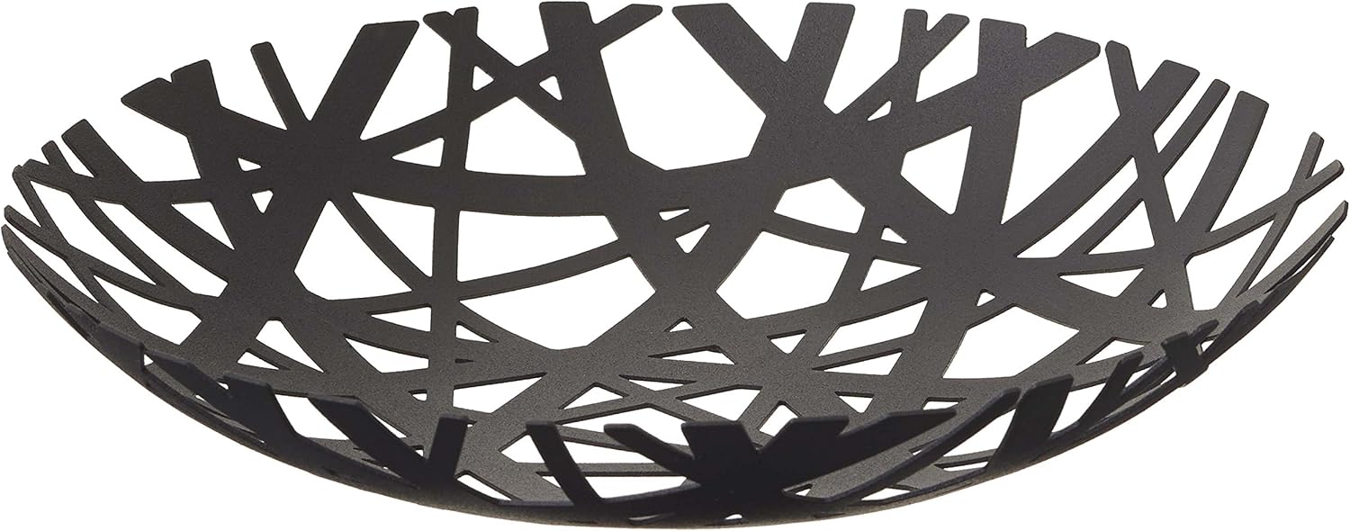 Red Co. 10 inch Round Decorative Powder-Coated Metal Steel Centerpiece Bowl, Black