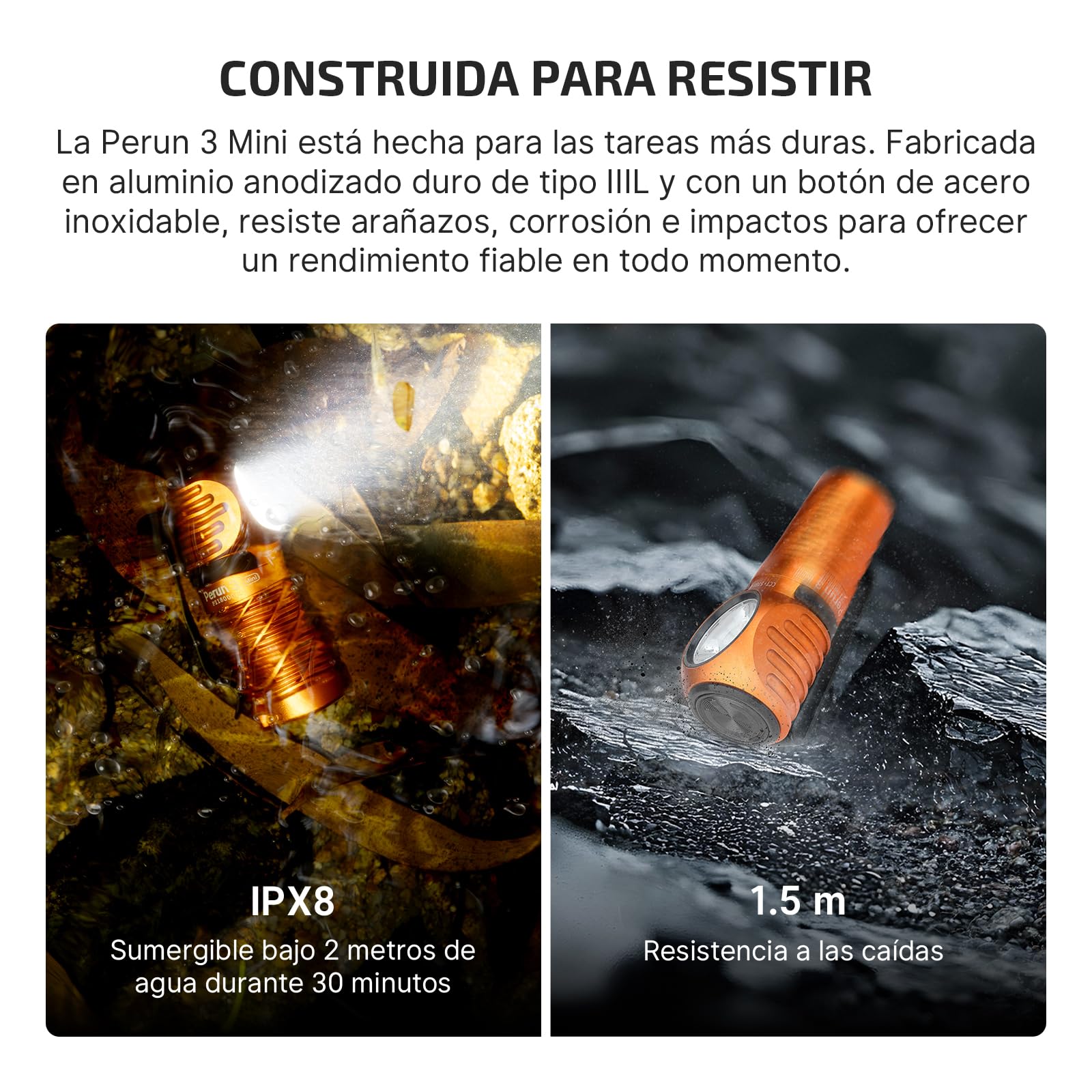 OLIGHT Perun 3 Mini Linterna Frontal LED Recargable de Ángulo Recto Combinando Blanco y Rojo Práctica y Funcional 1250 Lumens 155 Metros 10 Días Máx (Blanco Frío (5700k~6700k), Naranja)