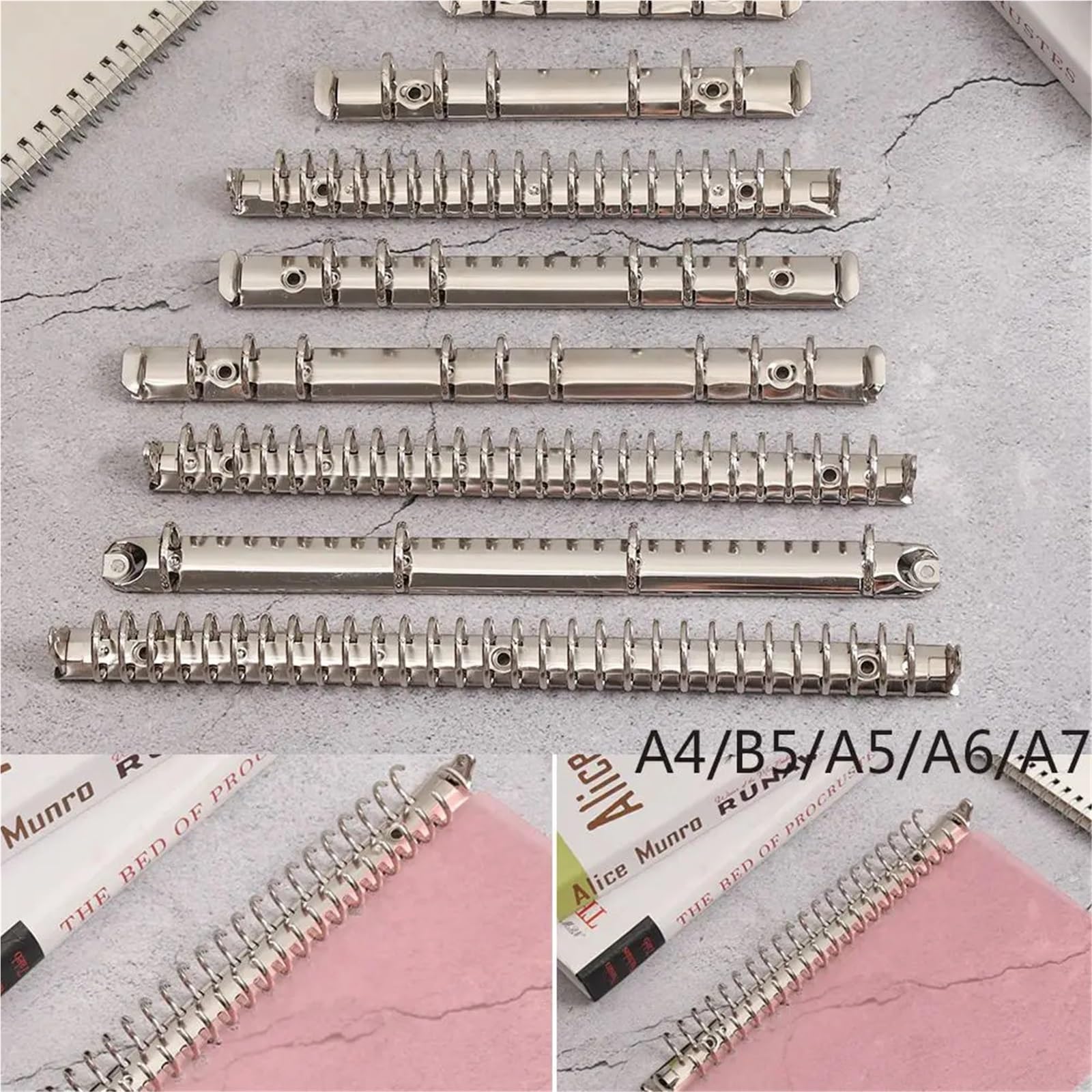 Rilegatura ad anelli, Raccoglitore ad anelli A5 Meccanismo raccoglitore 10 pezzi Clip in metallo Argento Cartella a fogli mobili Forniture for ufficio(-A4-4 rings)