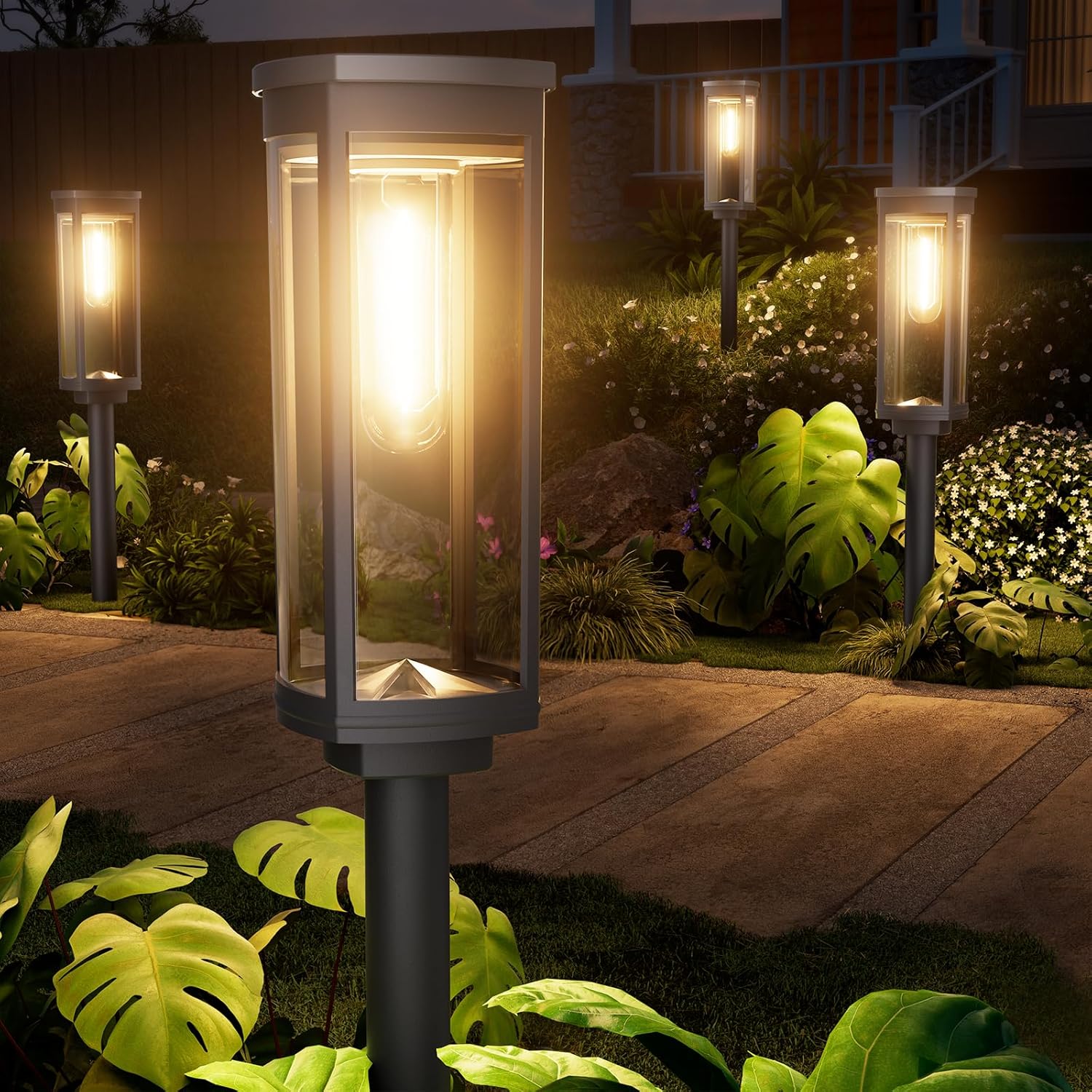 8 Pack Solar Pathway Lights Outdoor IP65 Waterproof...