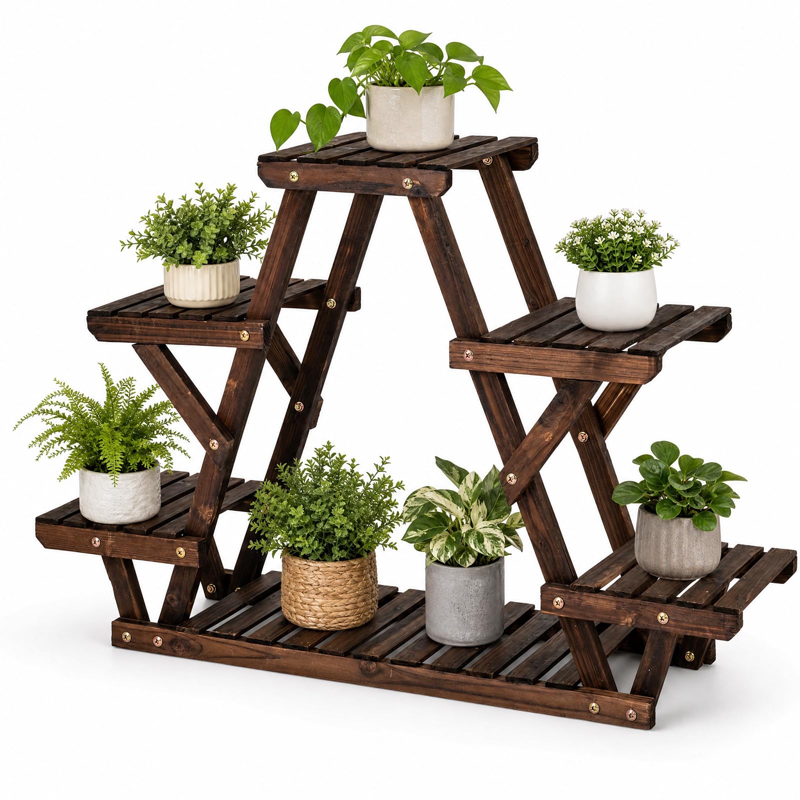 COSTWAY Étagère à Fleurs 4 Niveaux en Bois, Porte-Plantes