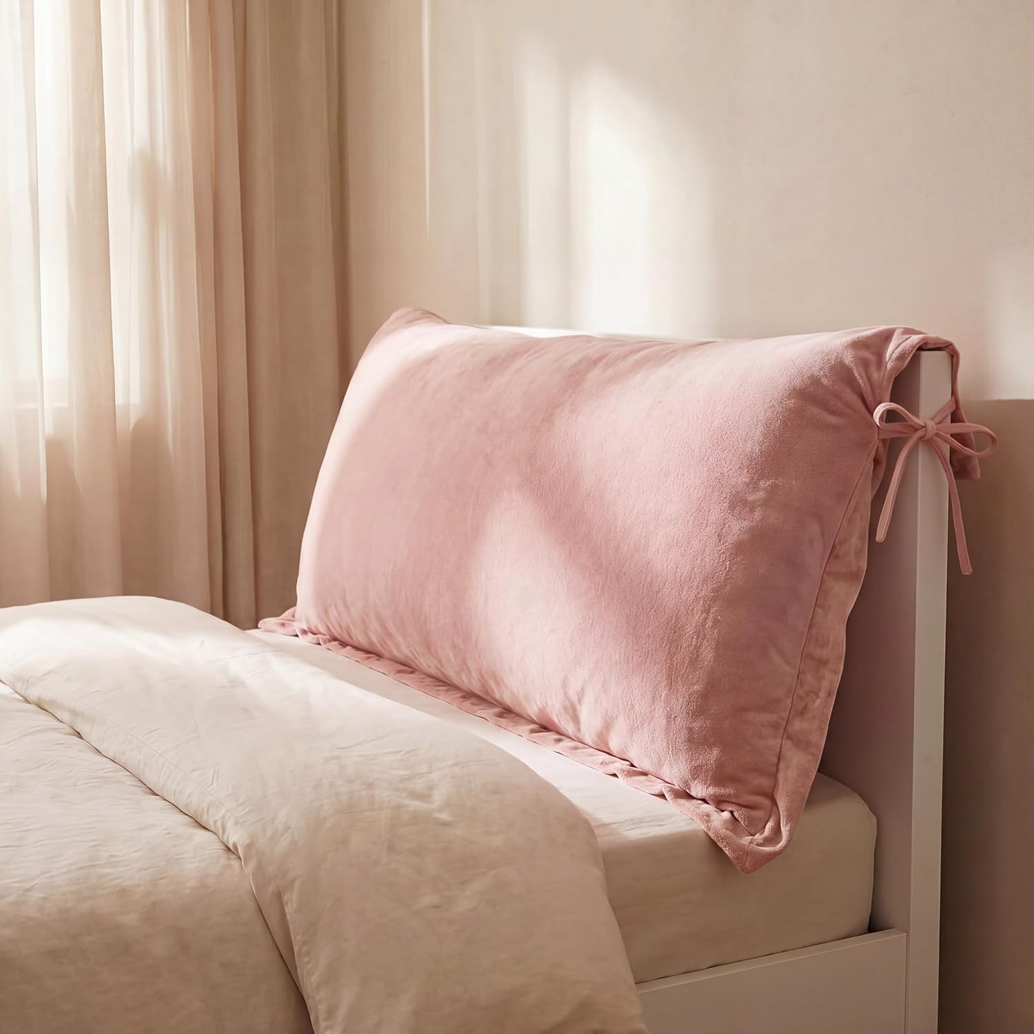 Gerrii Pink Headboard Pillow Twin Size College Dorm Headboard Backrest Pillow Cushion Removable Pillowcase for Dorm Bed Back to School Supplies Daybed Reading Sitting Working Lying Down