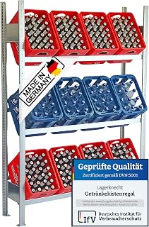 Lagerknecht Getränkekistenregal 12 Kisten 130 cm Made in Germany professionelle Ordnung für Kisten; Regal für Getränkekisten, Getränkeregal, Wasserkistenregal, Bierkistenregal