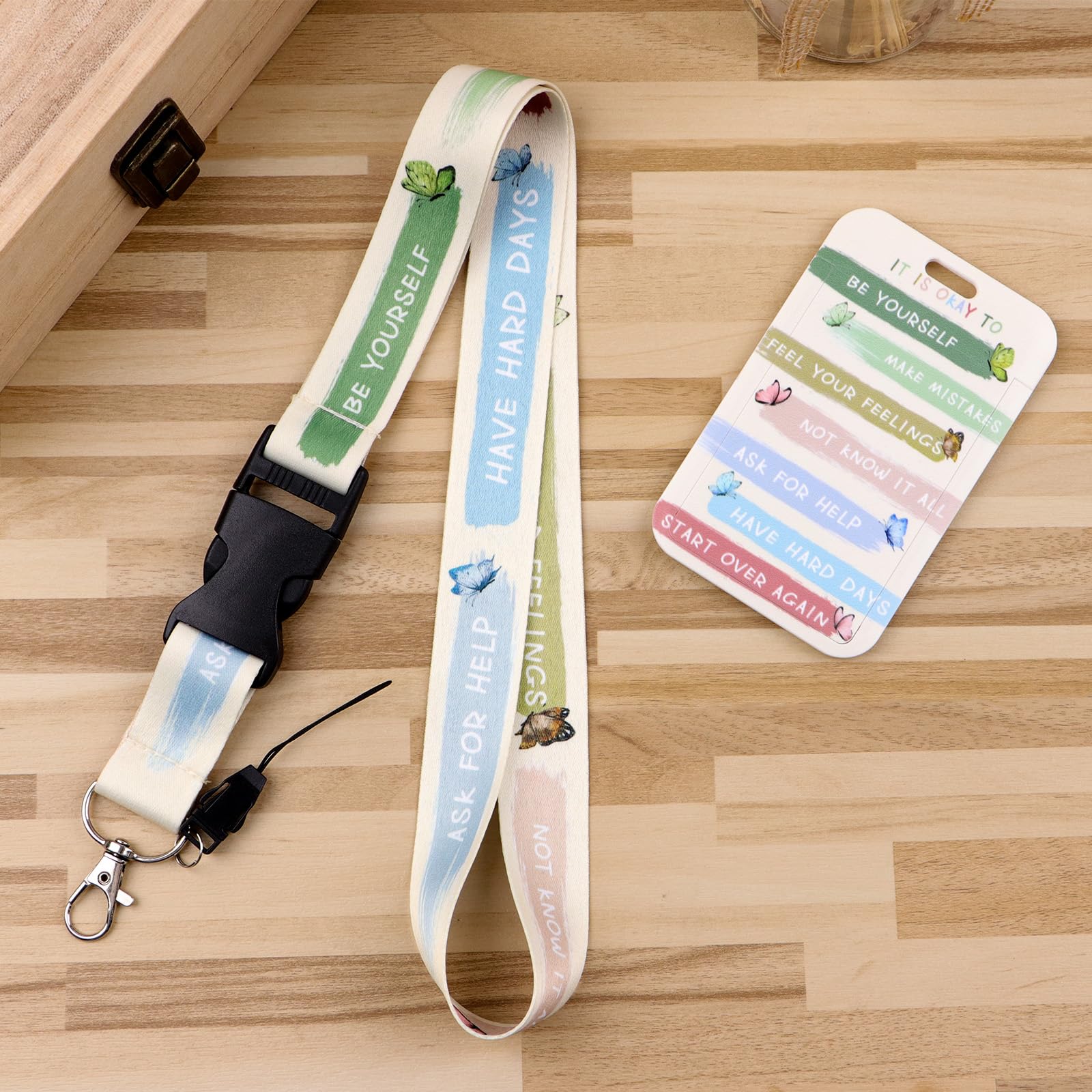 Cute ID Lanyard Card Holder with Retractable Badge Reel Clip Detachable Key Lanyard for Women Girls Nurses Teachers for ID Badge Keys Butterfly School ID Holder Reel Keychain - Image 3