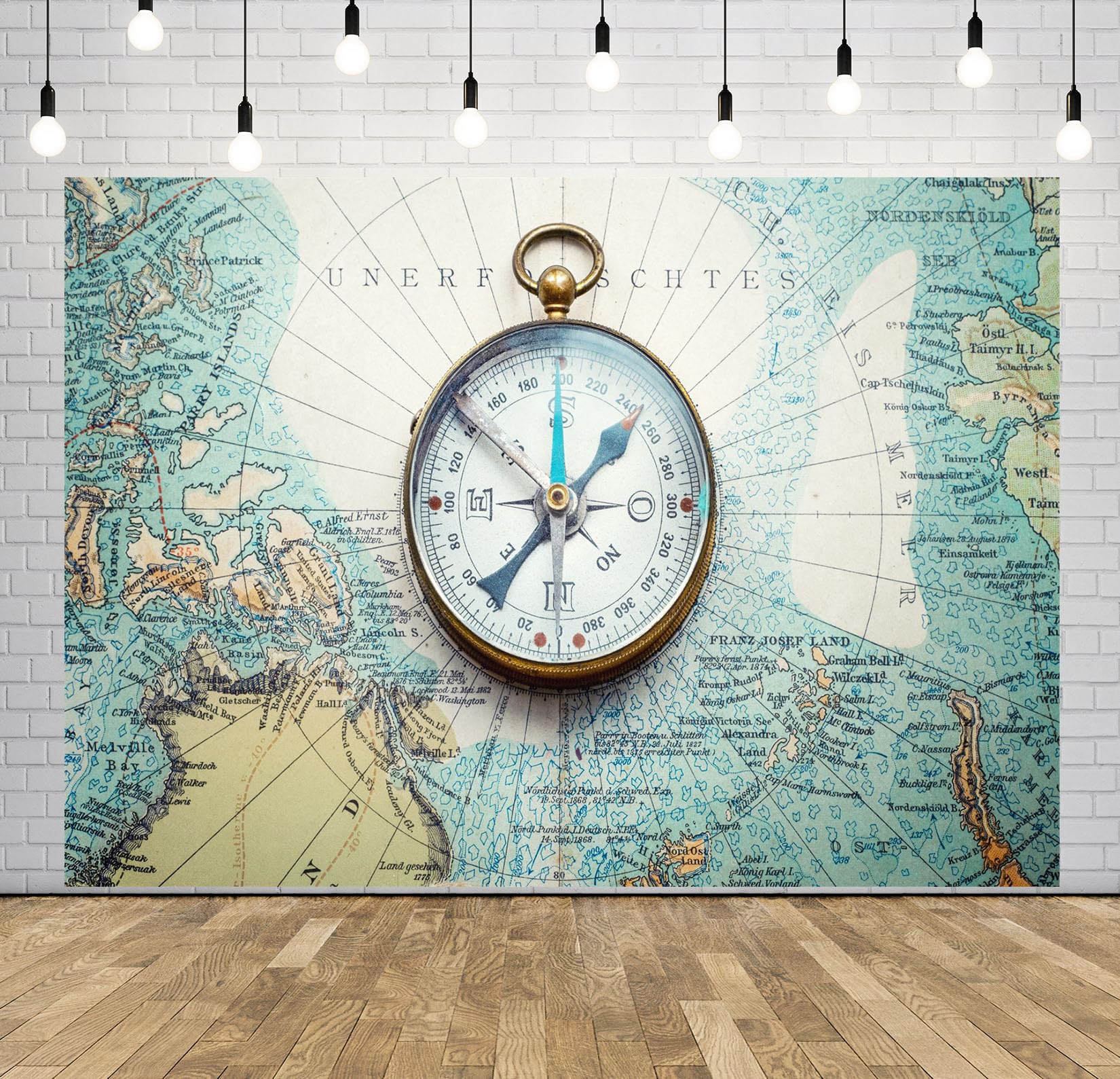 8x8FT (2.5x2.5m) Mappa Del Mondo E Bussola Sfondo Fotografico