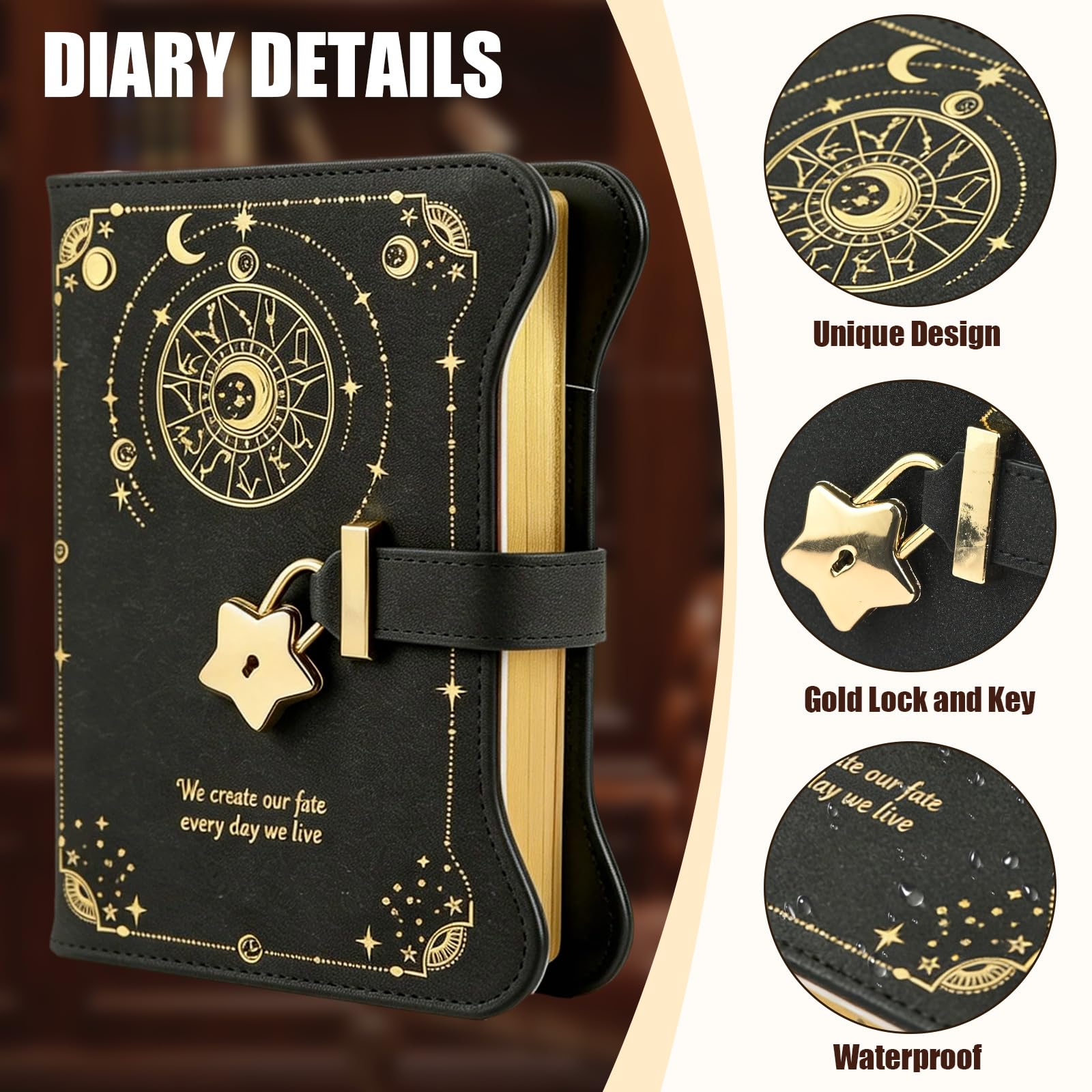 twirush Diary with Lock for Girls and Women Lockable Kids Diary, A5 PU Leather Notebook, 360 Pages Journal with Lock, Keys - Image 2