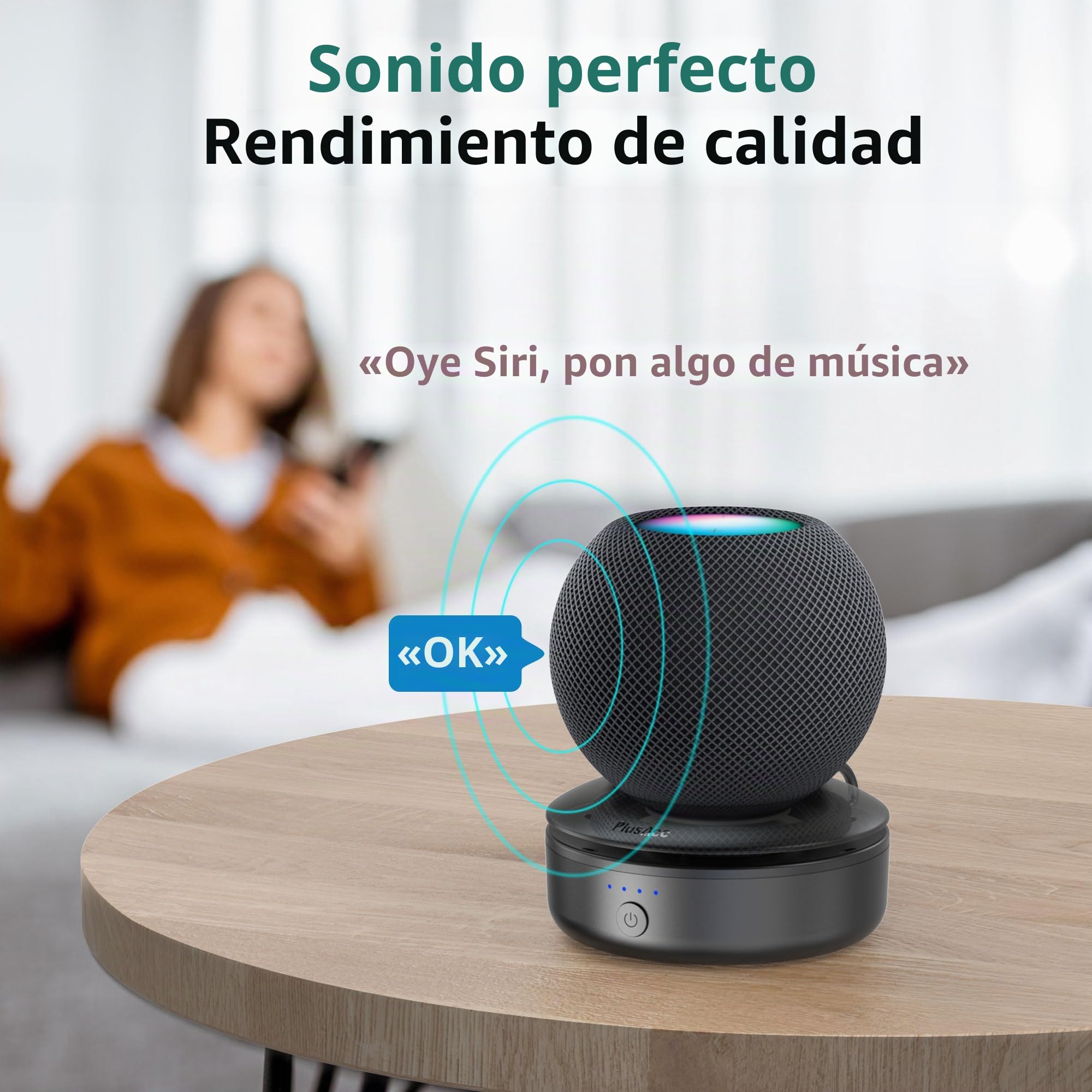 PlusAcc Base Bateria Compatible con HomePod Mini 10000mAh Powerbank Externa Battery con 10 Horas de duración de la batería Inalambrico Recargable Portable (Negro)