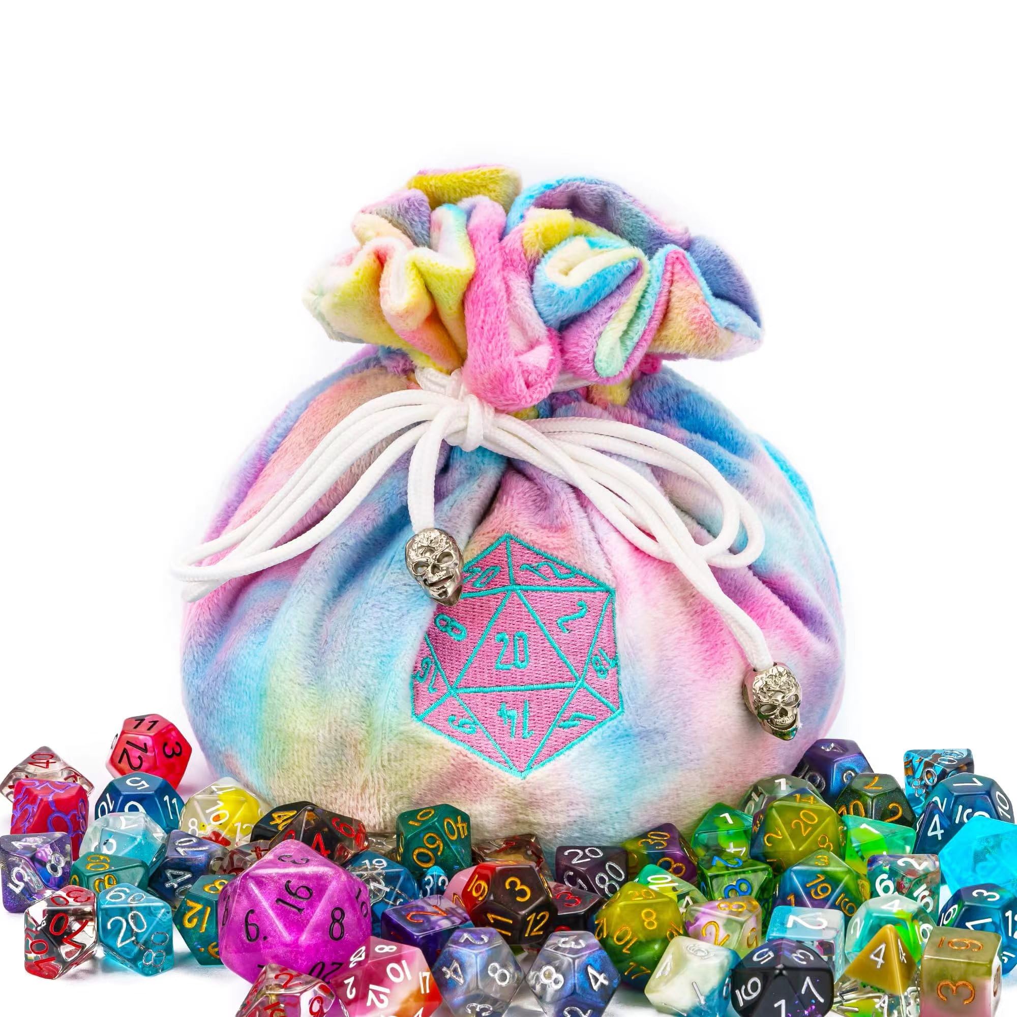 KSNDie Large Role-playing Game Dice Bag with Pockets, Rainbow Storage Bag for DND RPG MTG Game Dices — image 1