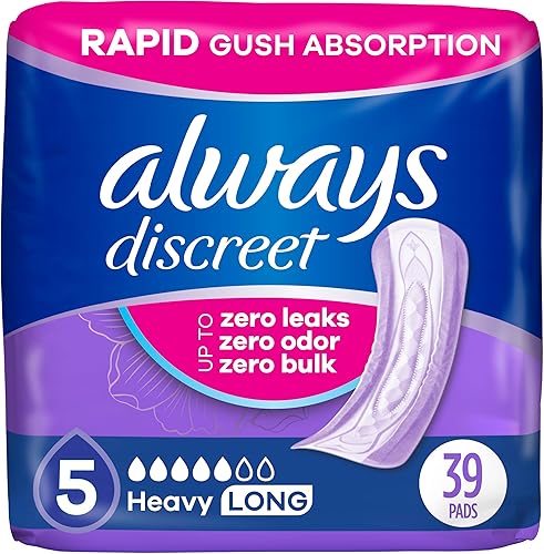 Always Discreet - Protectores para incontinencia y posparto para mujer, talla 5, absorción abundante, largos, 39 unidades