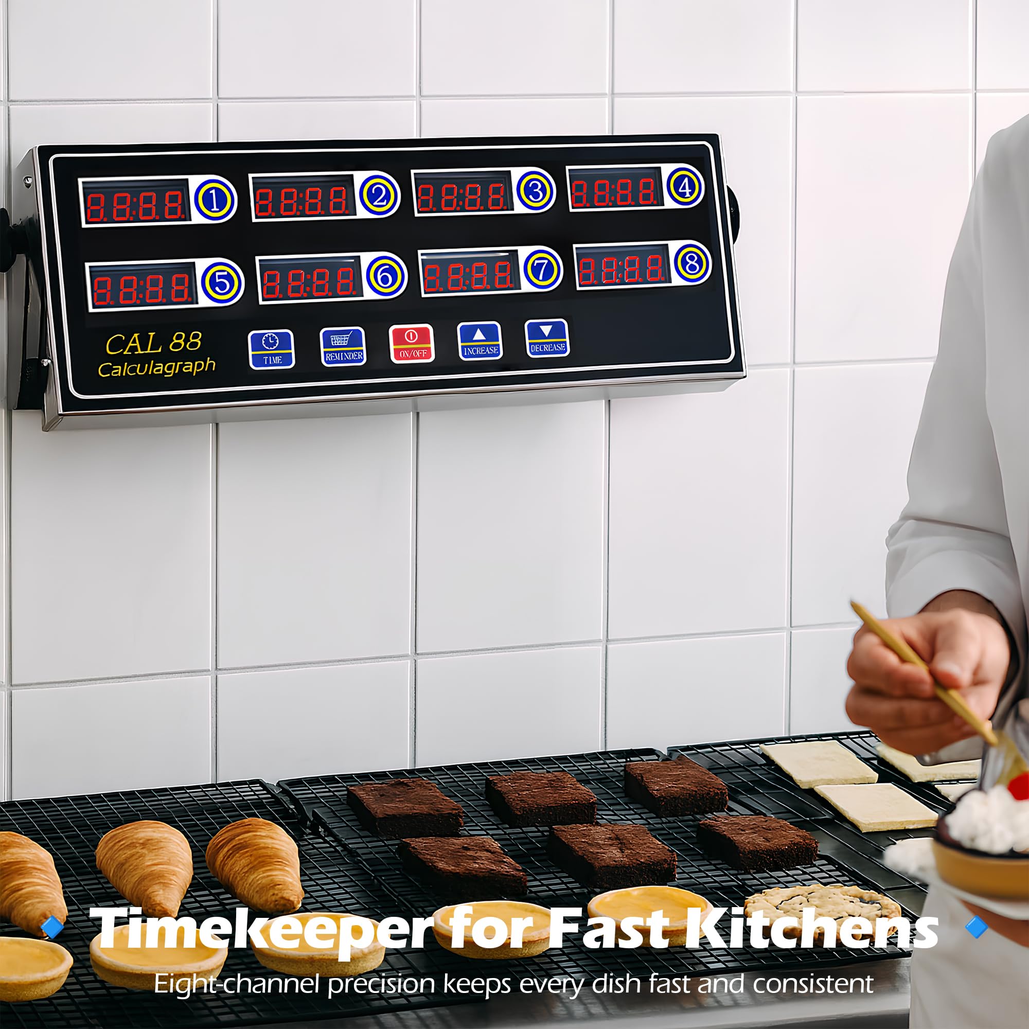 Timer da cucina digitale a 8 canali, timer da cucina commerciale per cucinare con allarme forte, impostazioni indipendenti, conto alla rovescia multi-canale, promemoria orologio per ristorante