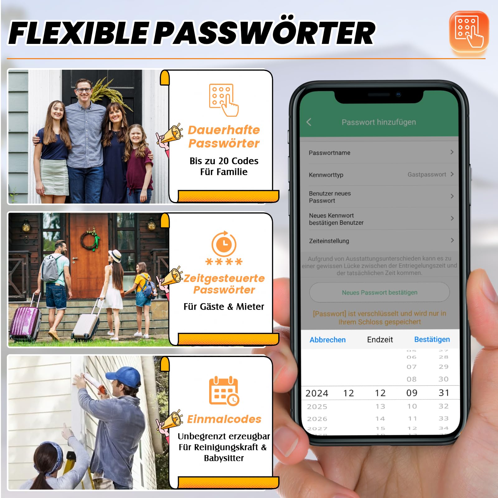Anweller Smart Schlüsseltresor, Schlüsselsafe Elektronisch mit Fingerabdruck Zahlencode, Schlüsselkasten mit Bügel Wetterfest für Haus Garage Büro Wohnung, Ferienunterkunft