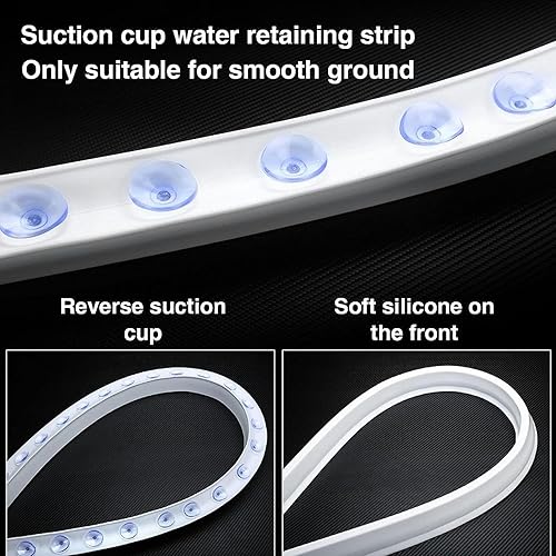 Miniatura 4 de FLTRGO Presa de agua de umbral de silicona con ventosa, barrera de ducha plegable y sistema de retención de agua, tira de sello de retención de