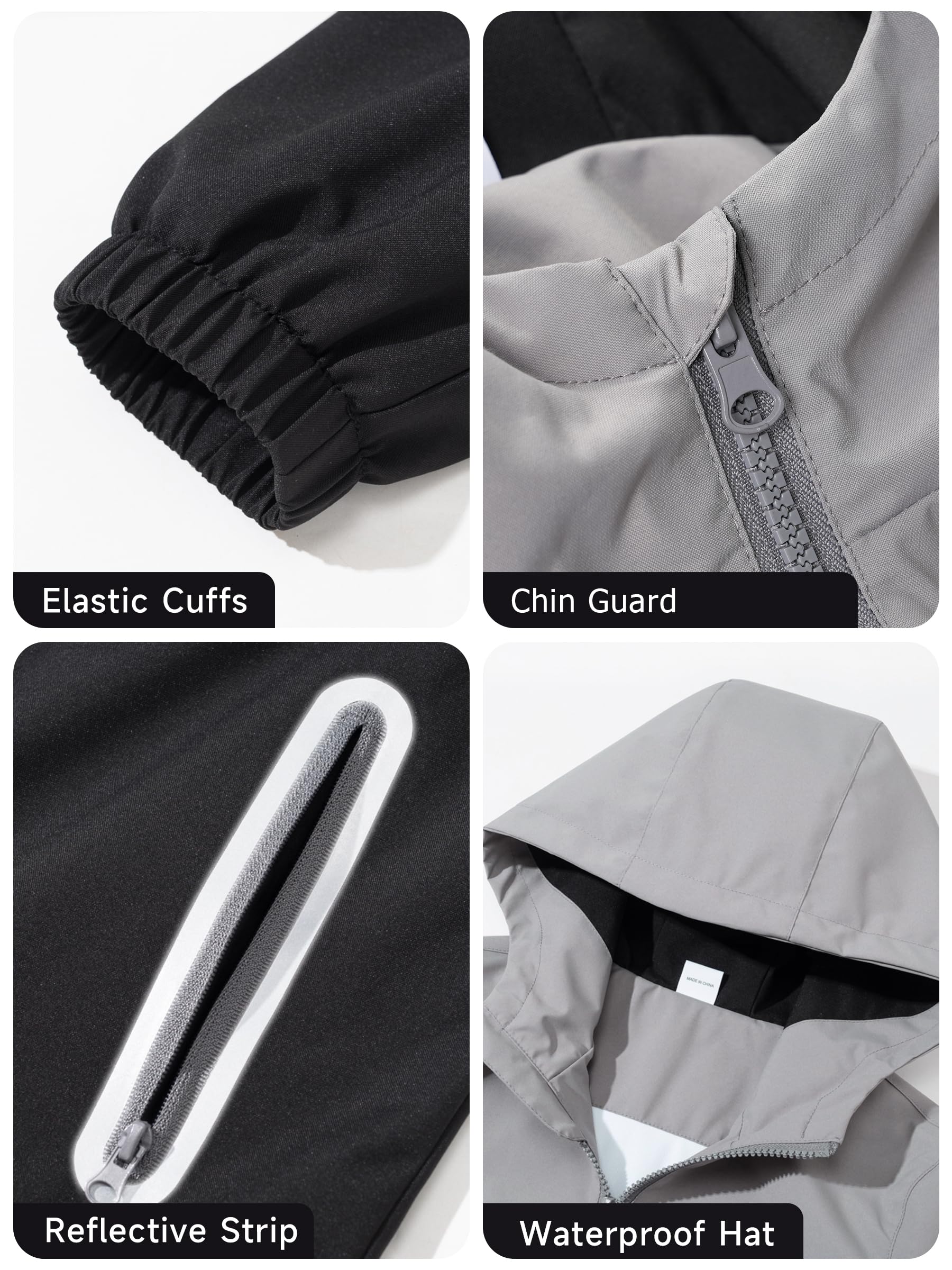 Vestes de Pluie Imperméables Coupe Vent pour Enfants Garçons Filles avec Capuche
