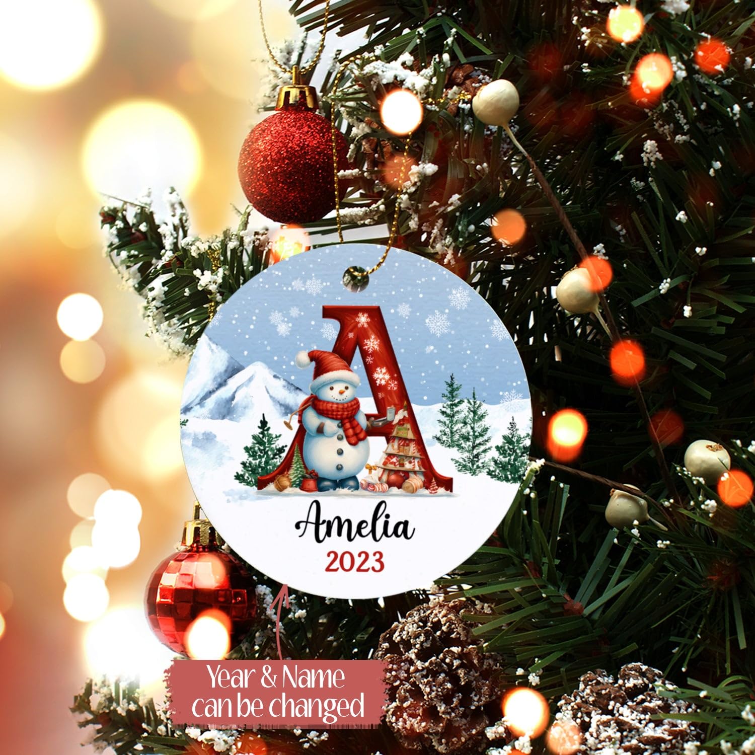 Personalized Initial Name A Christmas Ornament, Custom Name Xmas 2025 Ornament, Alphabet A Keepsake, Initial Letter A Xmas Ornament Gifts for Mom Daddy, Customized Initial Name Holiday Present