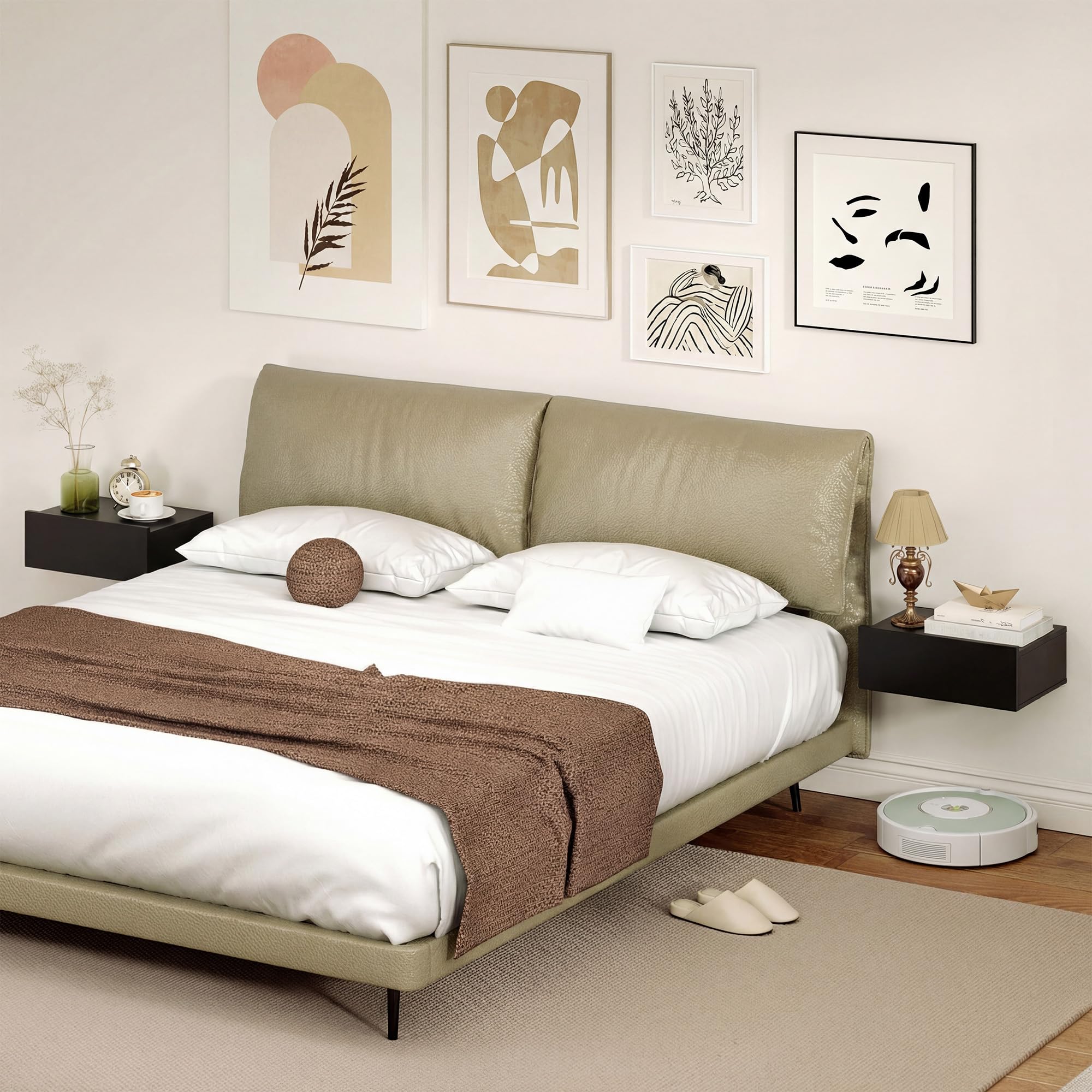 HOMCOM Set di 2 Comodini Camera da Letto Sospesi con Cassetto, Coppia di Comodini Moderno in Legno, Tavolini per Divano, Soggiorno, Salotto e Camera, 40x30x15 cm, Nero