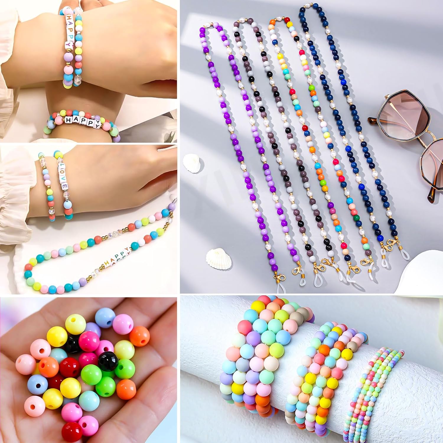 2100Pcs 6MM Candy Color Acrylic Round Beads for Jewelry Making, 28 Colors Assorted Plastic Craft Bead Bubble Gum Beads with Hole Pastel Loose Beads for Bracelets Necklace Making DIY Crafts (6MM) - Image 3