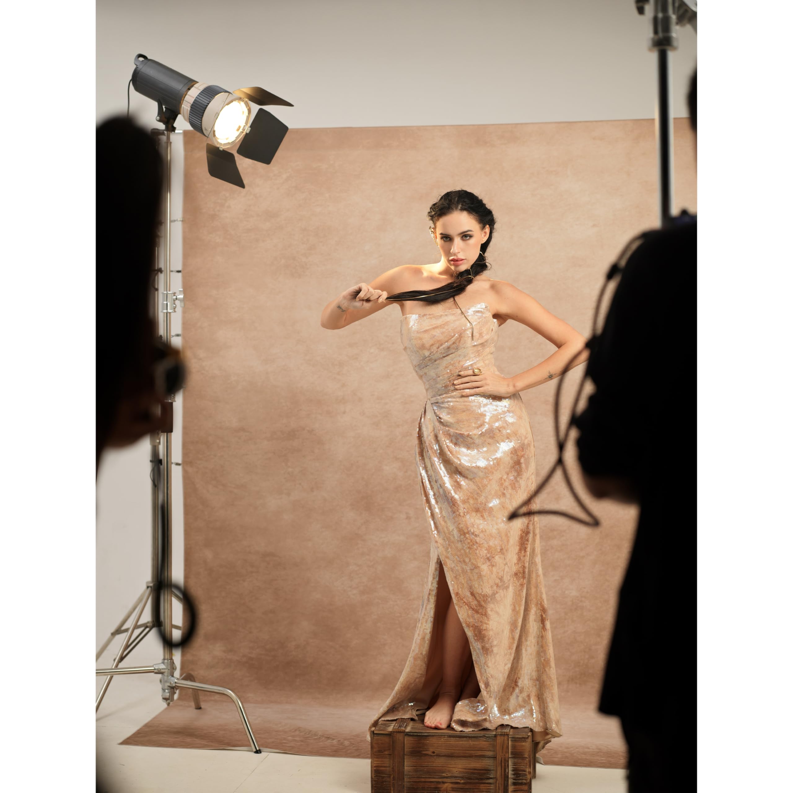 UrcTepics 6x8ft Red Abstract Photography Backdrop for Studio Portraits, Headshots - Textured Professional Background Cloth: 8×12 ft Beige