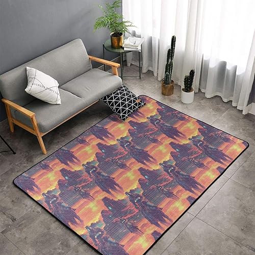 Miniatura 4 de Cyber Retro Western Cowboy Print Area Rugs for Living Room Decor - Anti Slip Throw Washable Rugs 3x5, Indoor Soft Carpet for BedroomDiningLivingRoom