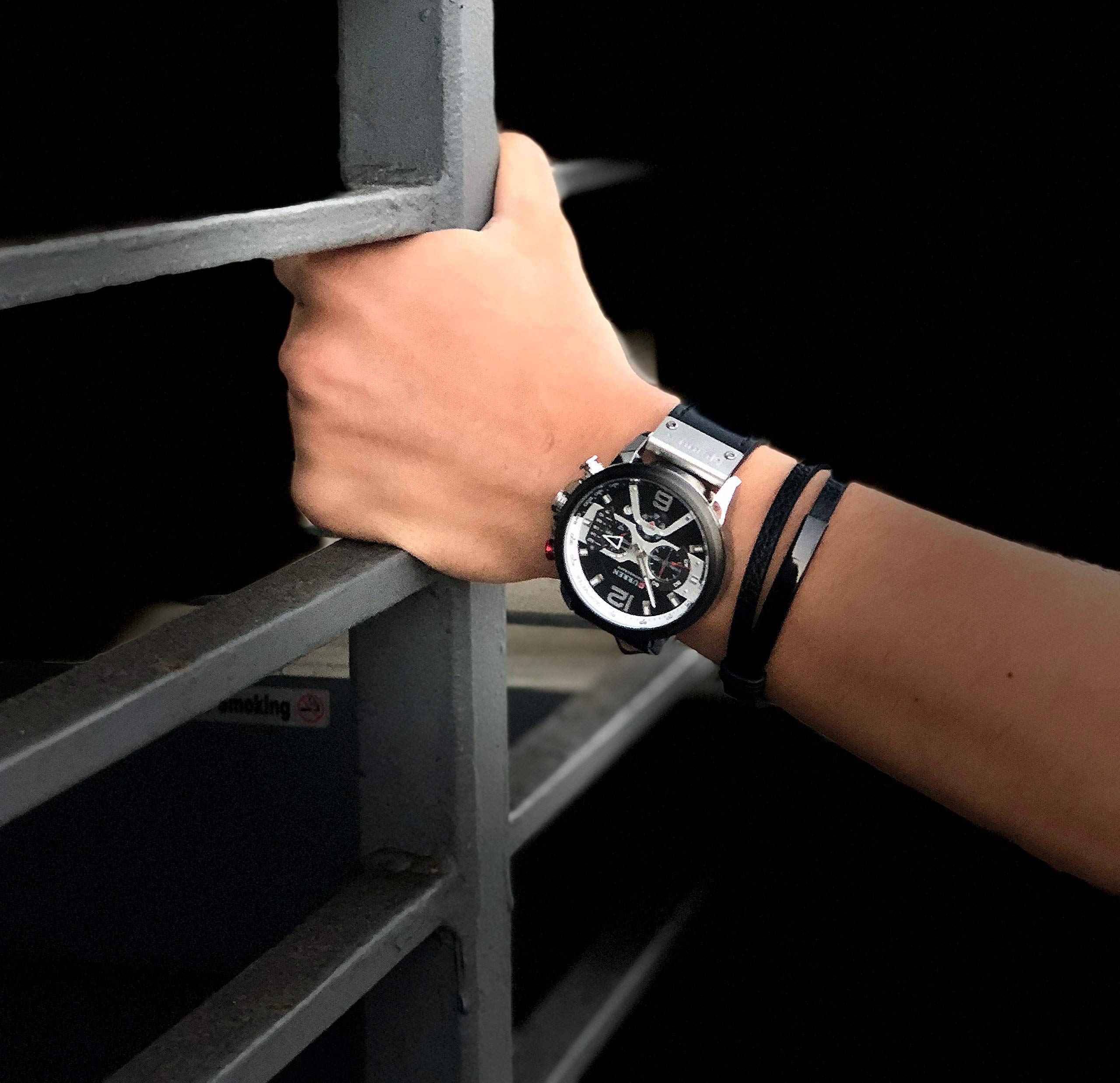 CURREN Relojes de cuarzo para hombre reloj cronógrafo de cuero y pulsera de moda relojes analógicos para hombres reloj de pulsera de lujo regalos para papá novio Negro Reloj de cuarzo cronógrafo