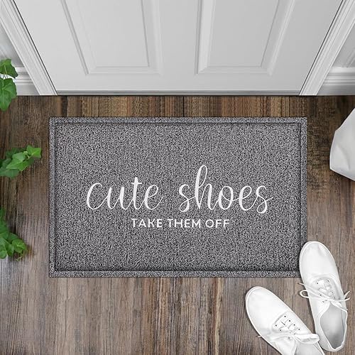 Miniatura 6 de Tapete de bienvenida para puerta delantera al aire libre, fácil de limpiar y mantener, tapetes de goma lindos zapatos para quitarlos de la suciedad,
