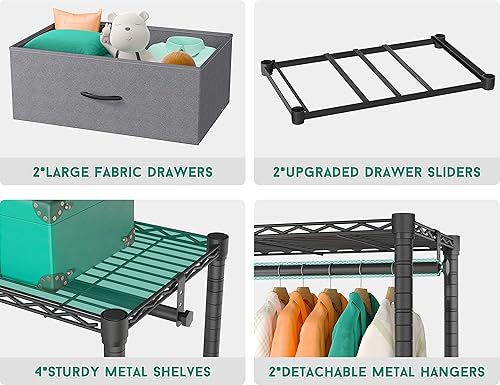 REIBII Estantes de cocina para cocinas con almacenamiento estantes ajustables de 5 niveles con ruedas giratorias 235 pulgadas de largo x 156