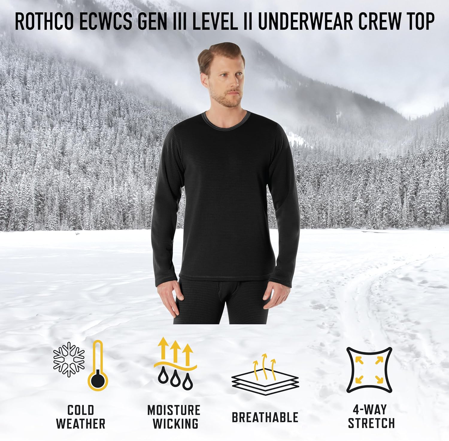 Rothco ECWCS Gen III Level II Underwear Crew Top – Moisture Wicking Thermal Shirt