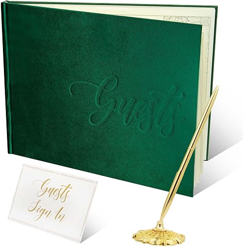 Juego de libro de invitados de boda, libro de invitados de boda de terciopelo con bolígrafo, libro de invitados Polaroid para boda, 10.5 x 8