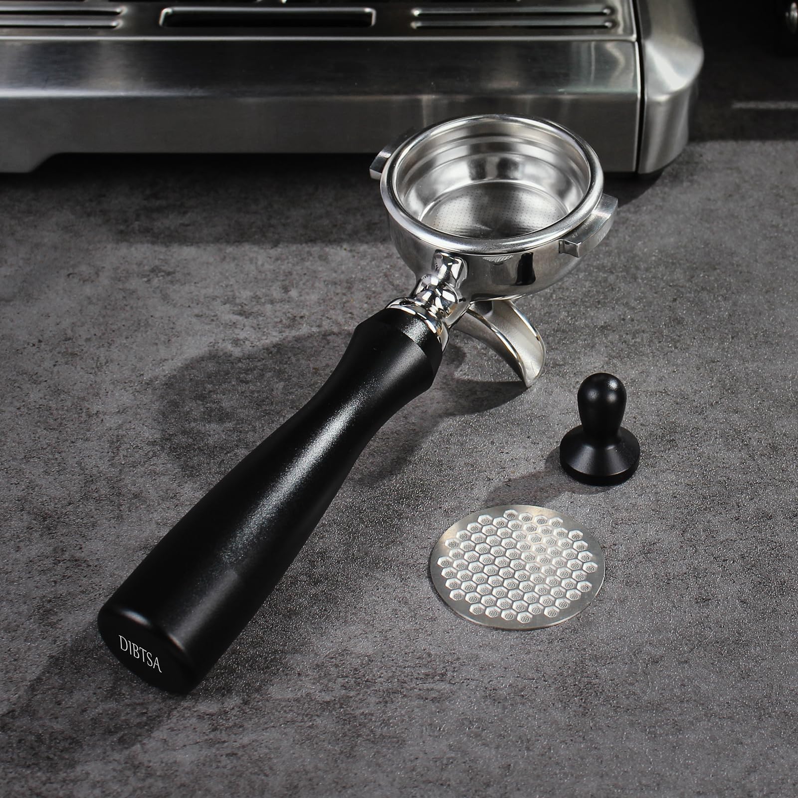 Espresso SiebträGer 58mm Doppelauslauf FüR Kompatibel mit E61-Brühgruppe, Flair 58, ECM, Rocket, Sanremo, Synesso, Slayer Ersatzteile für Espressomaschinen,Griff Aus Eloxiertem Aluminium
