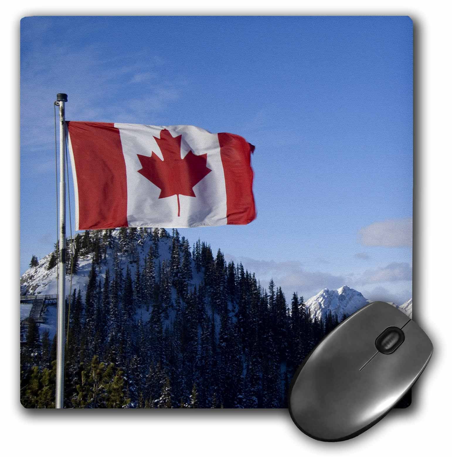 3dRose LLC 8 x 8 x 0.25 Inches Mouse Pad, Alberta, Banff, Canadian Flag, Sulphur Mountain-Cn01 Cmi0224 - Cindy Miller Hopkins (mp_72085_1)