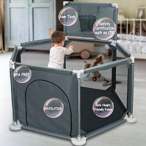 Miniatura 2 de Ball Pit for Babies and Toddlers, Portable Ball Pit Balls with Gate for Indoor & Outdoor Playpen with Breathable Mesh, Anti-Slip Base, Infant