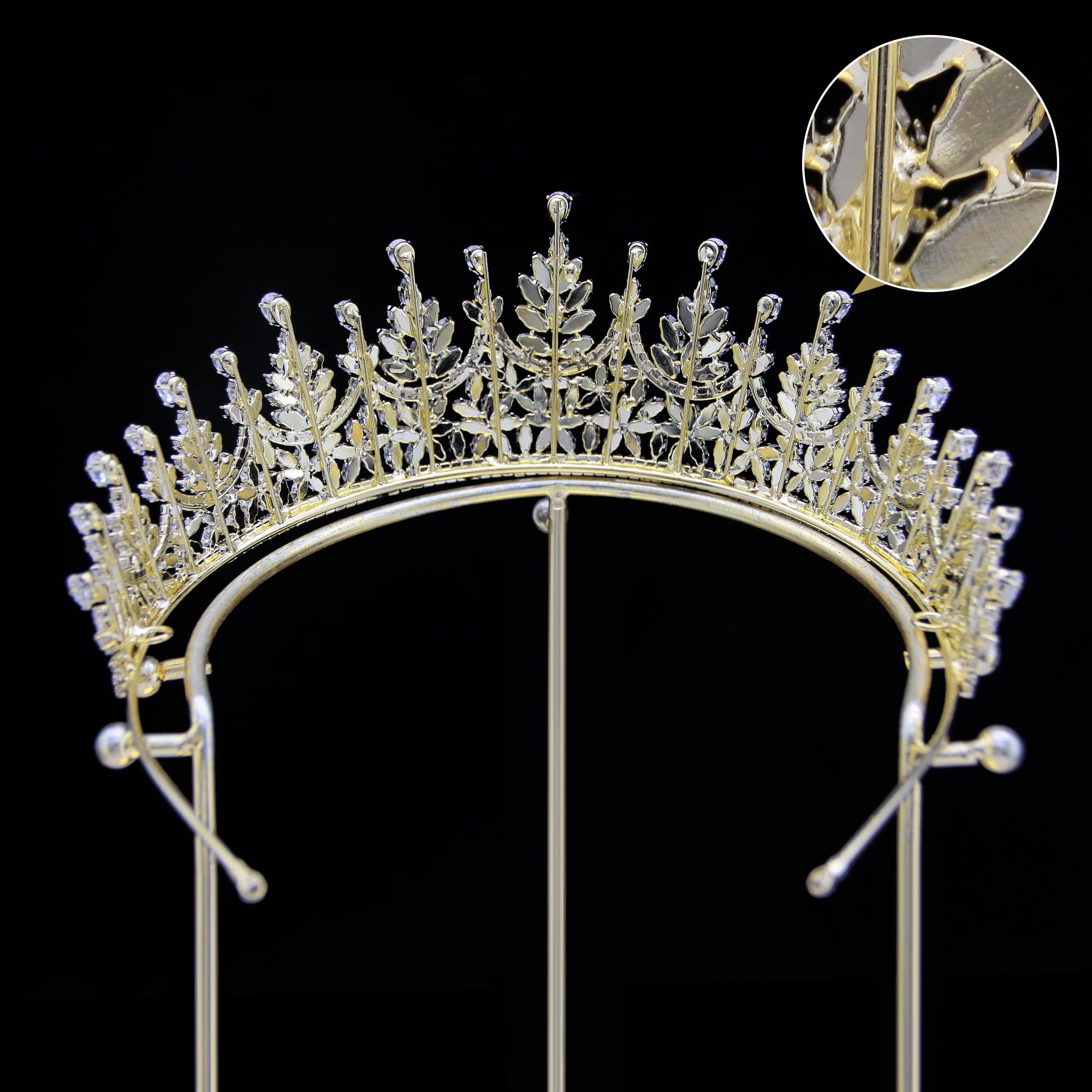 QXMYOO Corona de reina de circonita cúbica para mujer, tiara de boda para novia, princesa, concurso, corona de cristal plateado, tocado para quinceañera, cumpleaños, disfraz de graduación