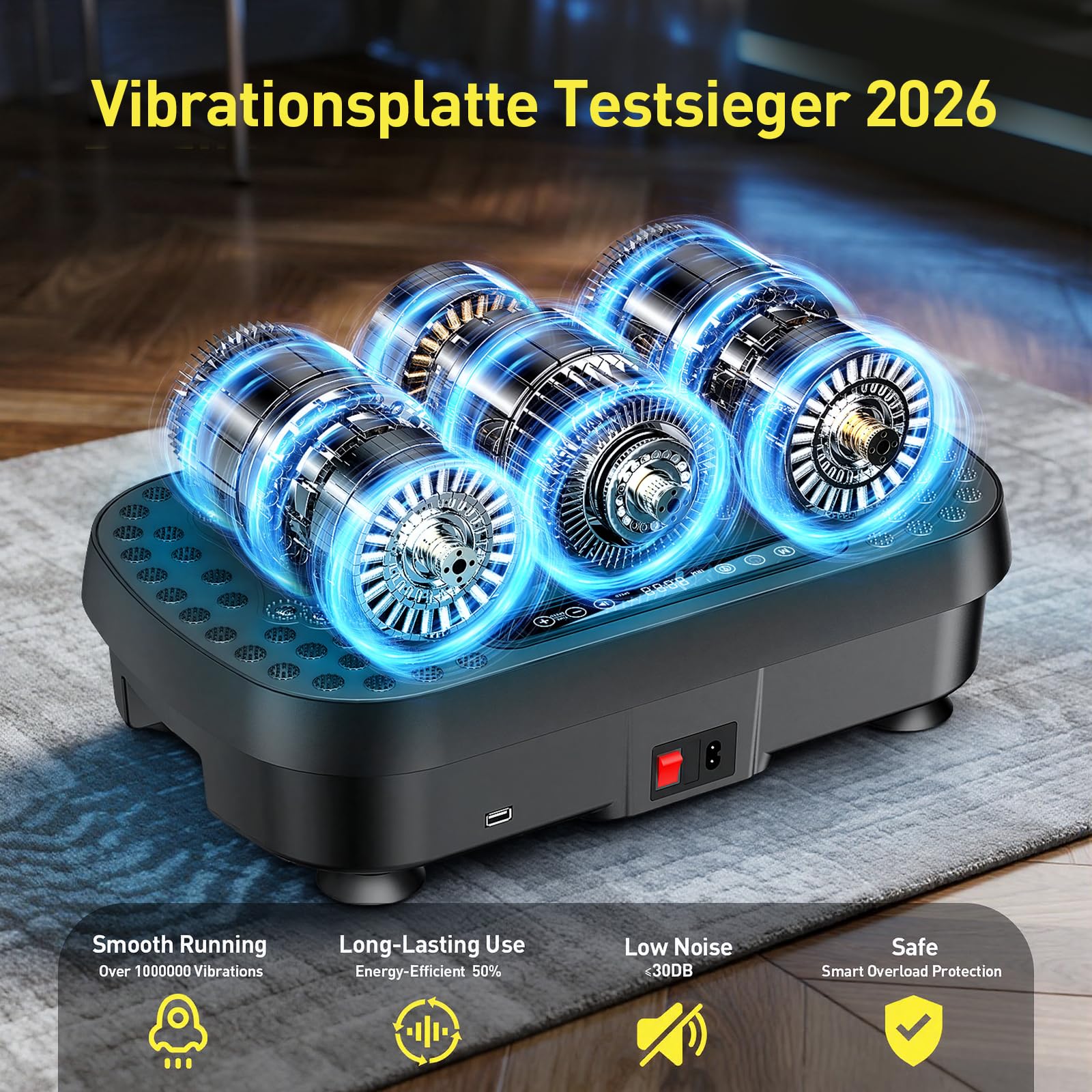 Vibrationsplatte für Lymphdrainage & Gewichtsreduktion – 9 Modi Vibrationsplattform, 3D Upgraded Fitnessgerät, Heimtrainer für Zuhause