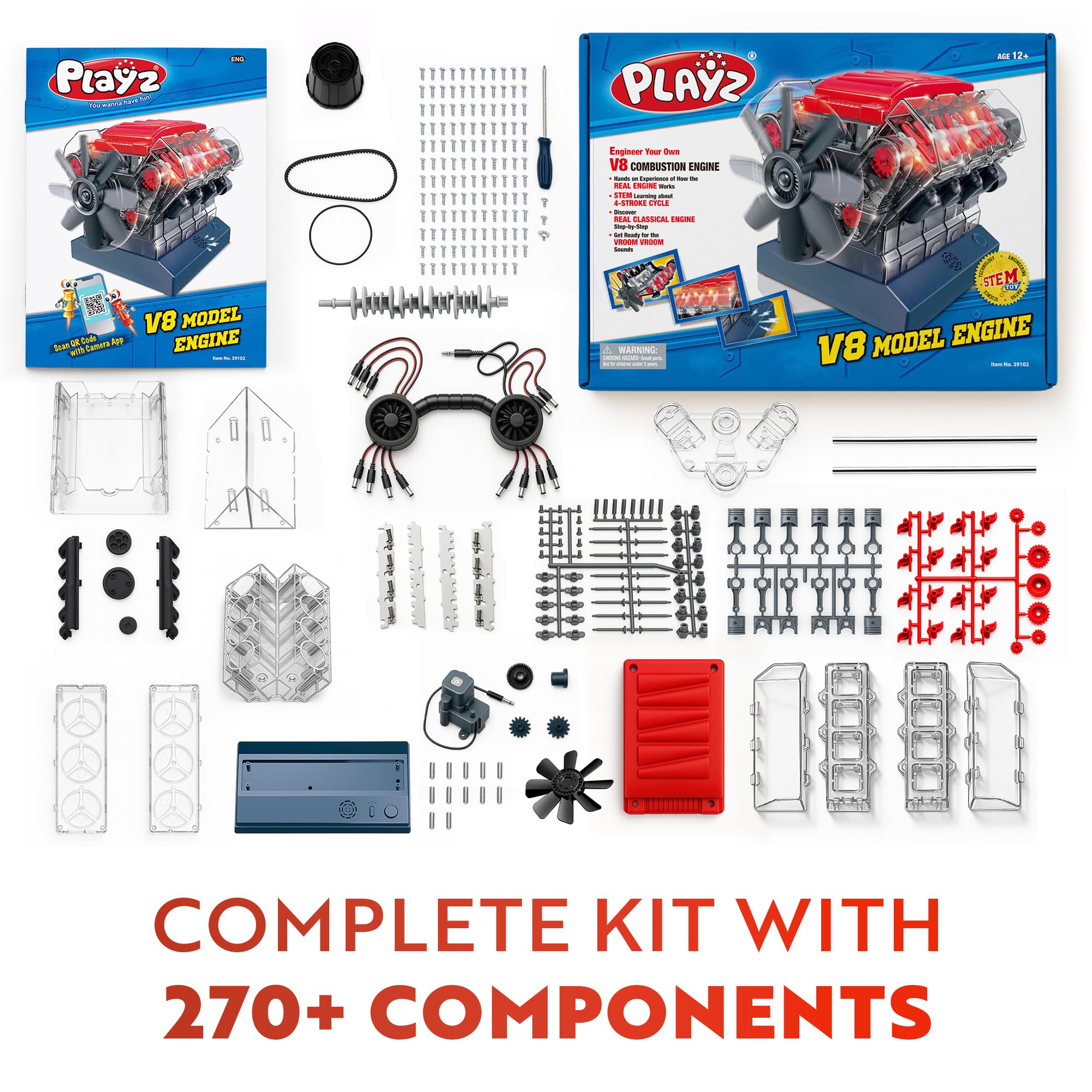 Playz Large V8 Engine Model Kit Build Your Own Mini V8 Engine kit that Runs — Amazon image 2