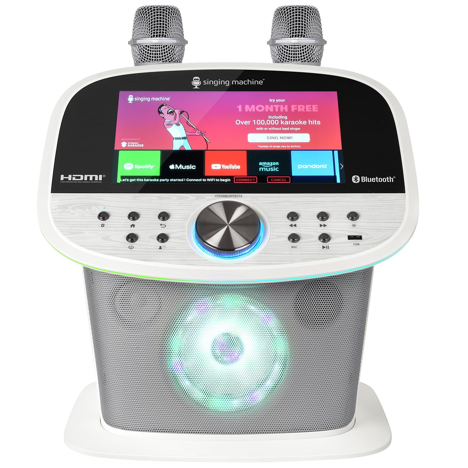 Singing Machine Platinum Plus - Premium Wi-Fi Karaoke Machine for Adults & Kids with Built-in Streaming Apps (YouTube, Spotify), Bluetooth, 22 Voice Effects, 2 Wireless Microphones & Endless Fun
