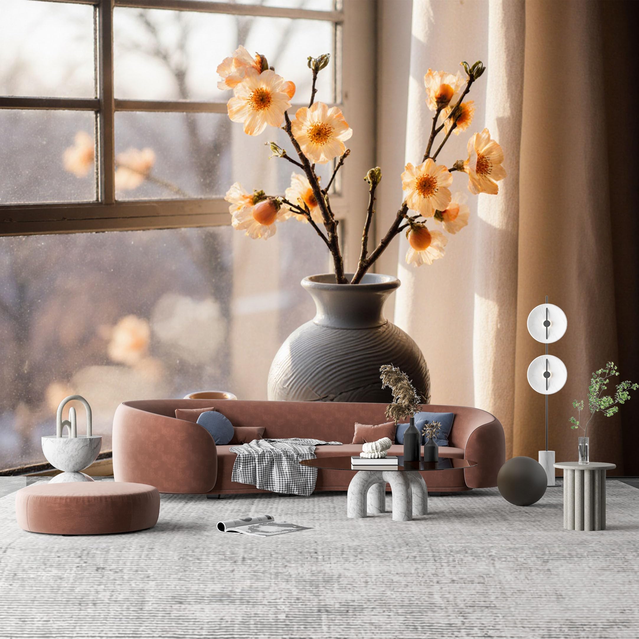 Custom Size Wall Mural Delicate Peach Blossom Branch Watercolor Floral SelfAdhesive Wall Fabric Removable Wallpaper for Home Office Decor